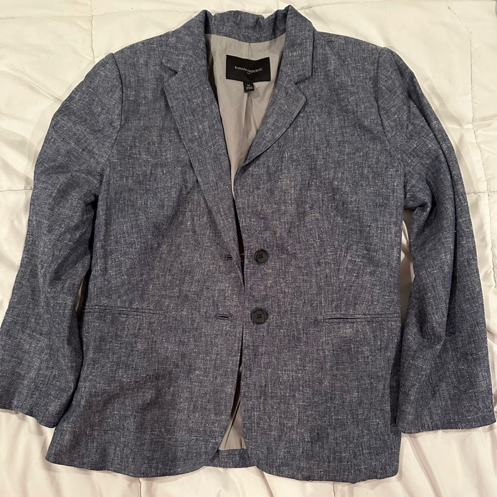 COPY - Chambray blazer with cropped sleeves